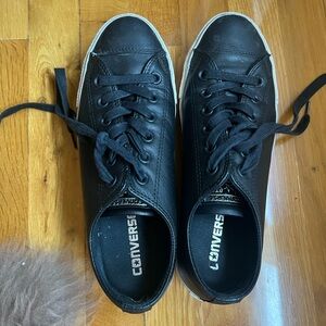 Black Platform Leather Converse